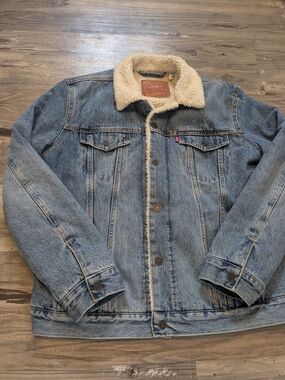 Levi's Light Blue Denim Sherpa Jacket with Cream Lining
